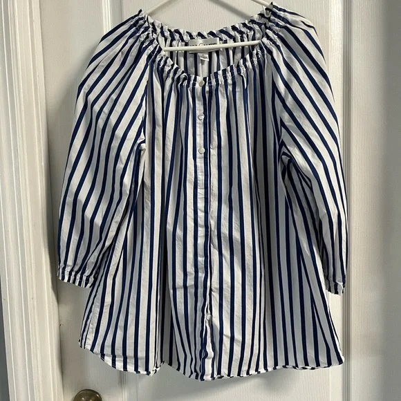 Sara Campbell Blue and White Striped Blouse - Picture 1 of 7